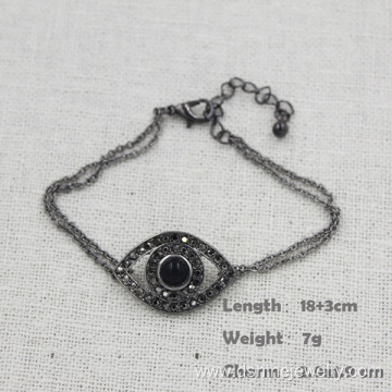 Rhinestone Women Alloy Charm Chain Diamond Evil Eye Bracelet